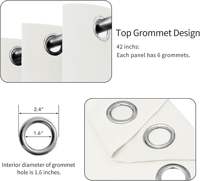 Easy-Going Blackout Curtains for Bedroom, Solid Thermal Insulated Grommet and Noise Reduction Window Drapes, Room Darkening Curtains for Living Room, 2 Panels(42x84 in, Ivory)