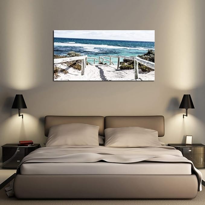 DZL Art S74275 Rottnest Island Beach Seascape Painting Sea Nature Pictures Wall Art Canvas Prints Painting Ready to Hang for Living Room Bedroom Decor Office Wall Decor Home Decoration