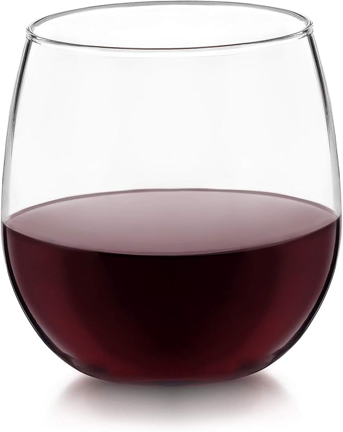 Libbey Stemless 12-Piece Wine Glass Party Set for Red and White Wines