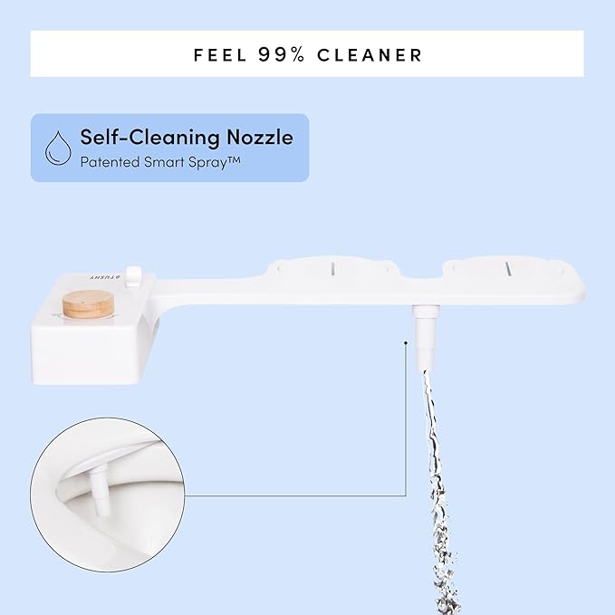 TUSHY Classic 3.0 Bidet Seat Attachment - A Non-Electric Self Cleaning Water Sprayer with Adjustable Water Pressure Nozzle, Angle Control & Easy Home Installation (Biscuit/Platinum)