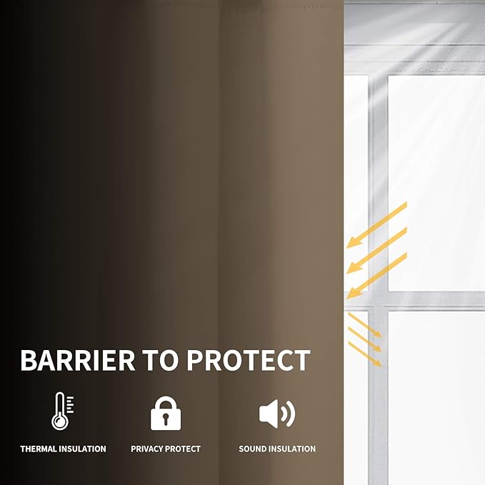 Easy-Going Blackout Curtains for Bedroom, Solid Thermal Insulated Grommet and Noise Reduction Window Drapes, Room Darkening Curtains for Living Room, 2 Panels (52x84 in,Camel)