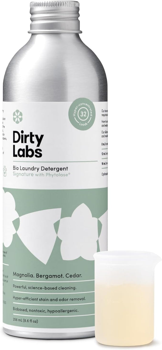 Dirty Labs | Signature Scent | Bio-Liquid Laundry Detergent | 32 Loads (8.6 fl oz) | Hyper-Concentrated | High Efficiency & Standard Machine Washing | Nontoxic, Biodegradable | Stain & Odor Removal