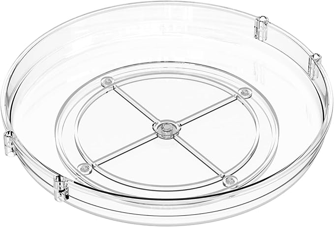 9.5" W Acrylic Clear Lazy Susan Turntable for Cabinet,Kitchen Countertop,Refrigerator and Pantry Organization Storage,1 Tier Small Spinning Organizer for Vitamin,Medicine,Spice Rack & Organization