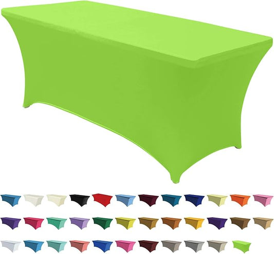 ABCCANOPY 6 FT Spandex Table Cover Stretch Fitted Wrinkle Resistant Tablecloth Reuse for Rectangular Folding Table Patry Event Wedding Banquet Protector Apple Green