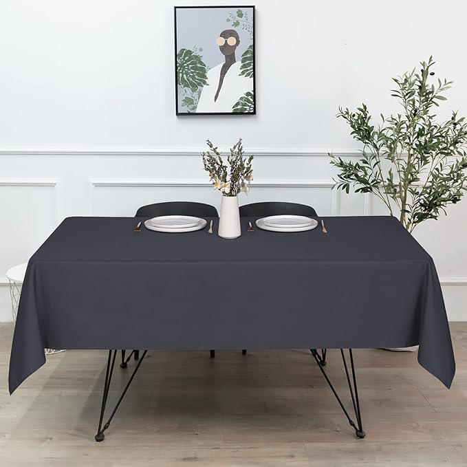 sancua Rectangle Tablecloth - 70 x 120 Inch - Stain and Wrinkle Resistant Washable Polyester Table Cloth, Decorative Fabric Table Cover for Dining Tables, Buffet Parties and Camping, Grey