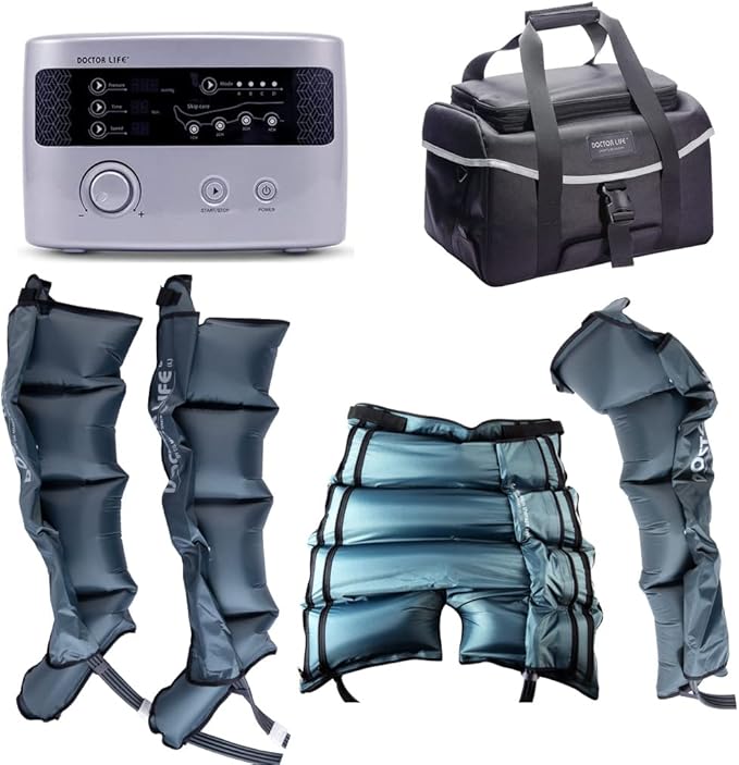 DOCTOR LIFE LX9max Full Body (C) - Sequential Air Compression Recovery System : Device + Legs (L) + Arm + Centerbody + Bag (FSA-HSA Approved)