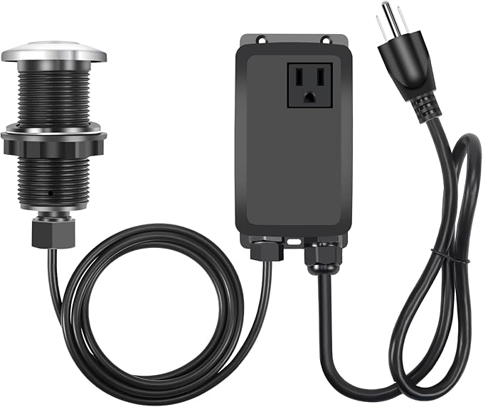 Garbage Disposal Air Switch Kit, Garbage Disposal Button, Sink Top Waste Disposer On/Off Switch, UL Listed Air Switch Compatible with All Garbage Disposals (Chrome Silver)