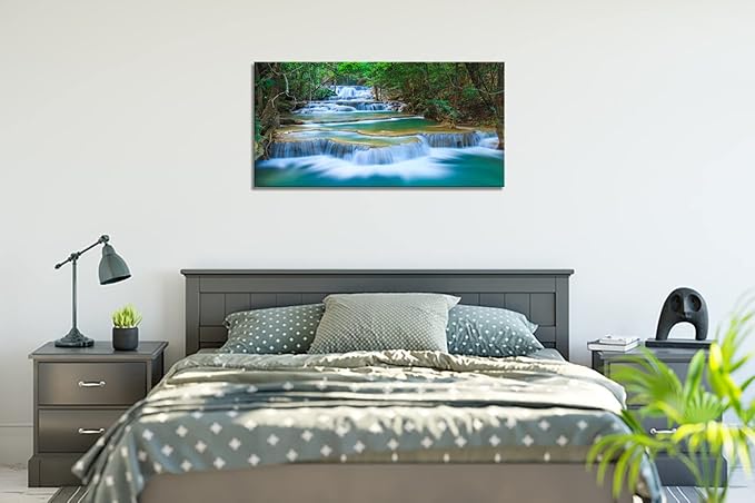 DZL Art S75275 Canvas Prints Wall Art Forest Waterfall Landscape Forest Scenery Painting Nature Wilderness Photography for Living Room Bedroom Bathroom Home Office Decor