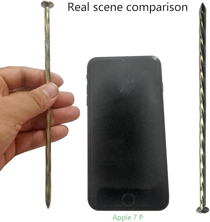 50 Pack - 8" Solid Galvanized Non-Rust Metal Garden Stakes, Spiral Landscape Edging Spikes/Anchors, for Paver Edging, Weed Barriers, Turf, House Construction, Carpentry Nail, Tent, Anchoring Spikes