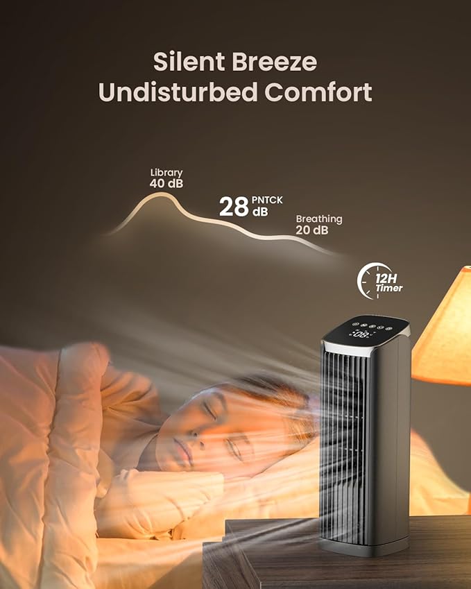 Fan for Bedroom, 13" Tower Fan with Remote, 4 Modes 4 Speeds Max 24ft/s, 70° Oscillating Desk Fan, 12H Timer Portable Fans, Cooling Fans for Office, Home