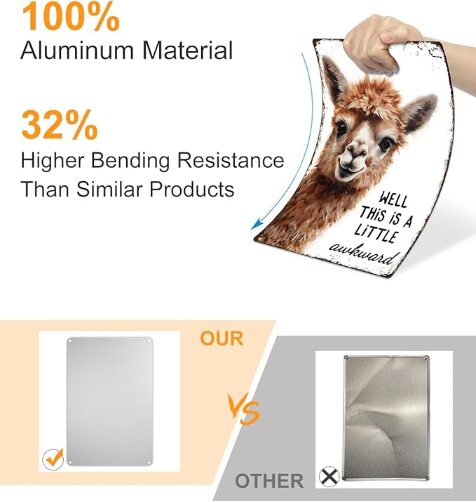 ALKB Funny Alpaca Metal Signs Farmhouse Bathroom Wall Decor Alpaca Lovers Gift 8 x 12 Inch