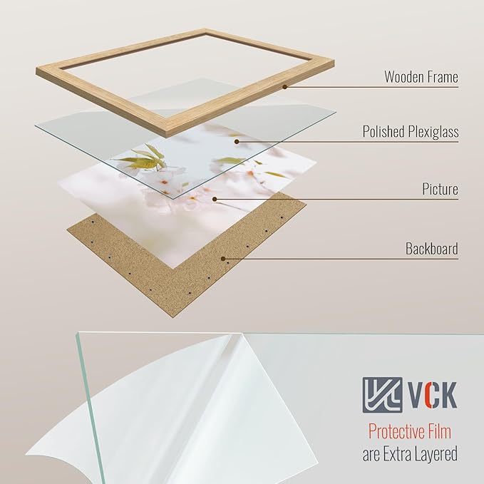 VCK 12x18 Oak Wood Frame for Poster & Picture, Natural Solid Wood Photo Frames 3 Pack, Wall Gallery Frame