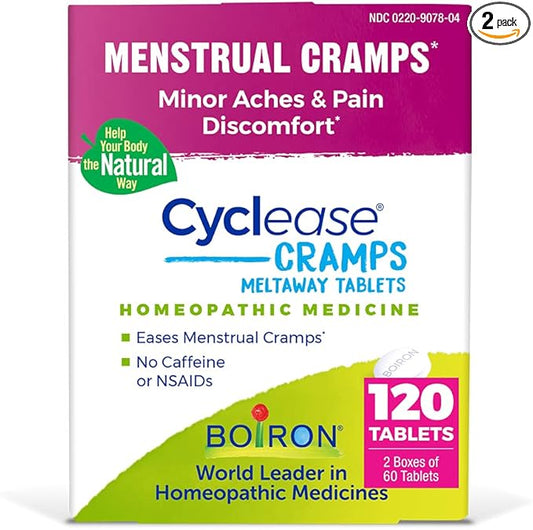 Boiron Cyclease Cramps for Relief from Menstrual Cramps, Aches, Pain, and Discomfort - 120 Count (2 Pack of 60)