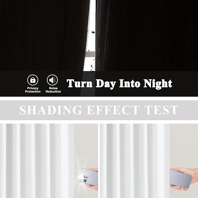 Vision Home White Pinch Pleated Full Blackout Curtains Thermal Insulated Window Curtains 108 inch for Living Room Bedroom Room Darkening Pinch Pleat Drapes with Hooks Back Tab 2 Panel 40" Wx108 L