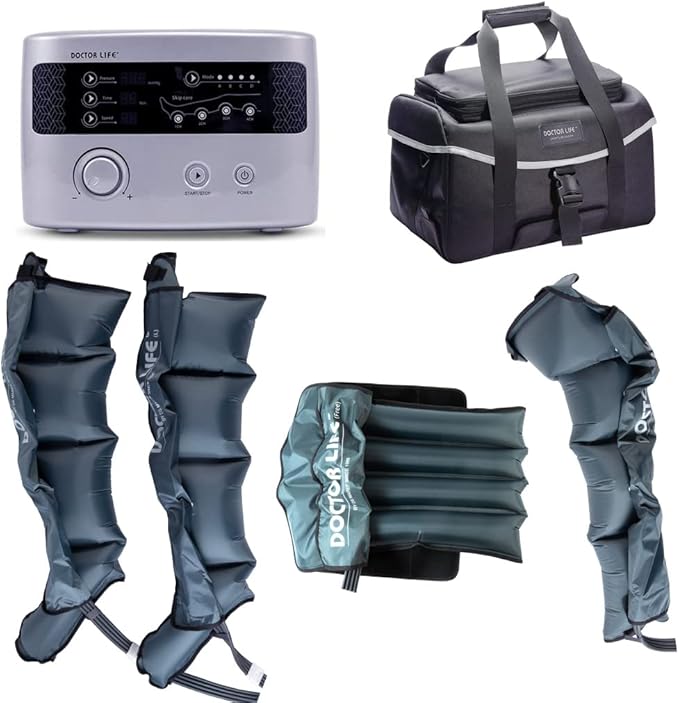 DOCTOR LIFE LX9max Full Body (A) - Sequential Air Compression Recovery System : Device + Legs (L) + Arm + Waist + Bag (FSA-HSA Approved)
