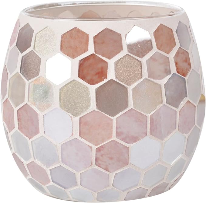 Votive Candle Holder Tea Lights - Glass Candle Holders, Mosaic Tealight Candle Holder, Candle Jar Cup for Wedding Centerpiece Party Table Decorations, Valentines Day Decor