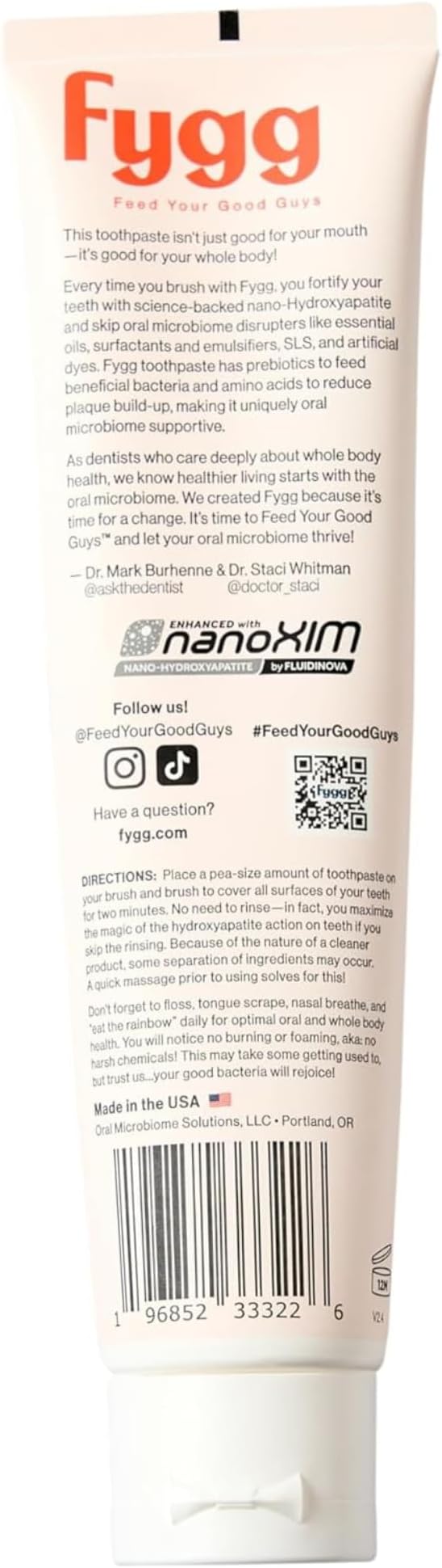 Fluoride-Free Toothpaste with Prebioitics – Coconut Cream Flavor (4oz) | Nano-Hydroxyapatite Remineralizing for Sensitive Teeth, Whitening & Enamel Repair