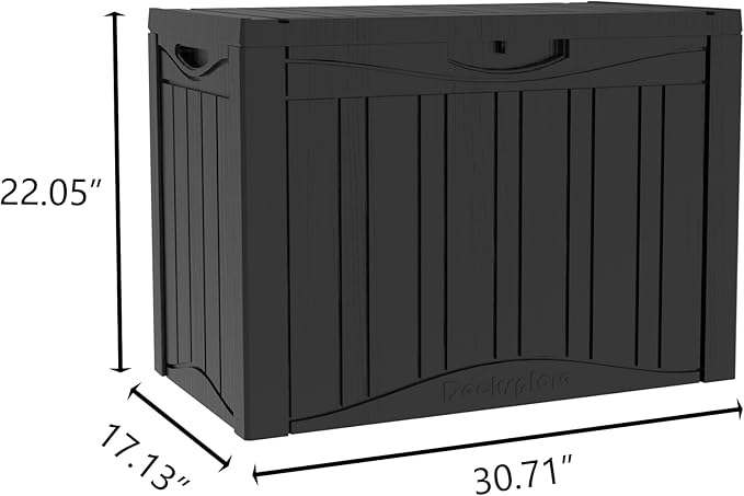 45 Gallon Double-Wall Resin Deck Box - Lockable Waterproof Outdoor Storage Box, 515lbs Capacity & Doubles as Seating for Patio Furniture - Garden Tools, Pool Accessories (Black)