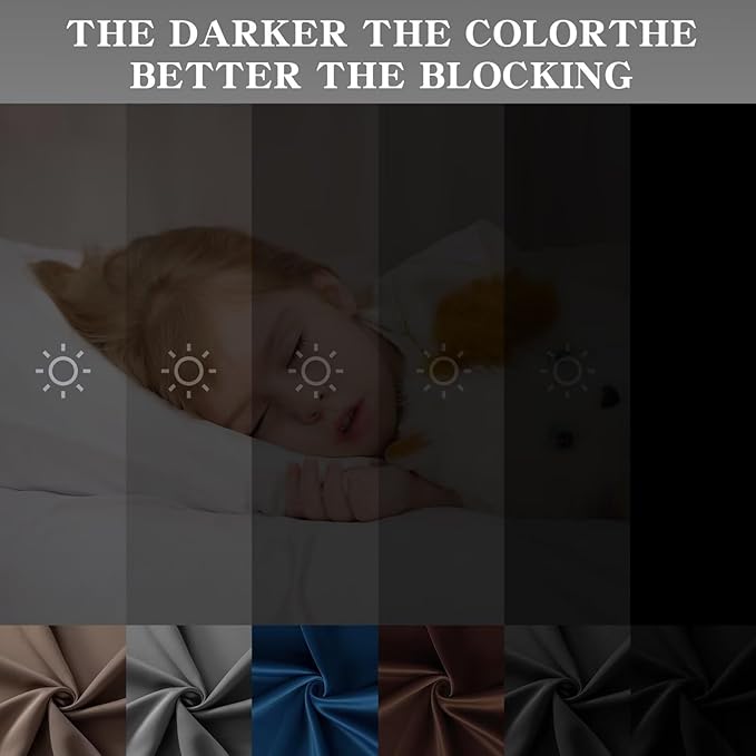 Blackout Curtains 84 Inch Length for Bedroom, Thermal Insulated Blackout Curtains 2 Panels Set, Solid Grommet Privacy Room Darkening Drapes for Living Room Windows(W52 x L84, Light Grey)