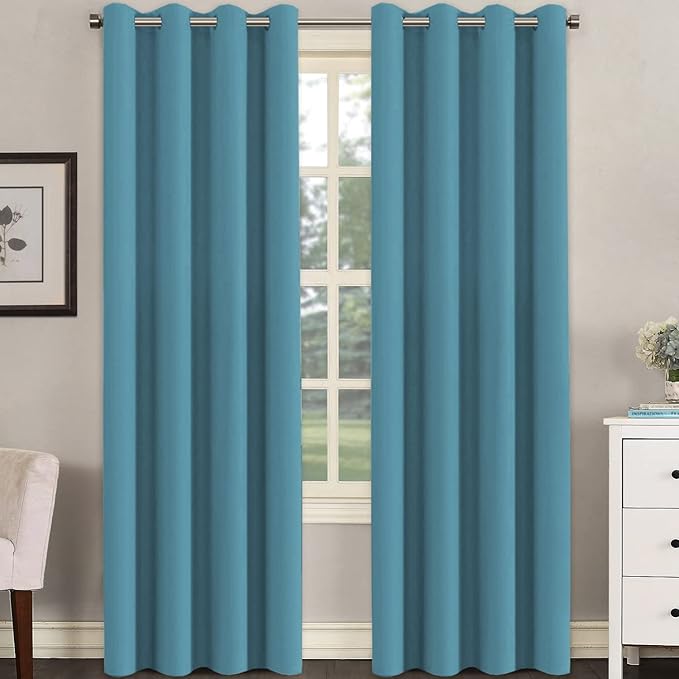 H.VERSAILTEX Premium Blackout Thermal Insulated Room Darkening Curtains for Bedroom/Living Room - Classic Grommet Top (2 Panels, Storm Blue, 52 Inch by 84 Inch)