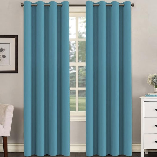 H.VERSAILTEX Premium Blackout Thermal Insulated Room Darkening Curtains for Bedroom/Living Room - Classic Grommet Top (2 Panels, Storm Blue, 52 Inch by 84 Inch)