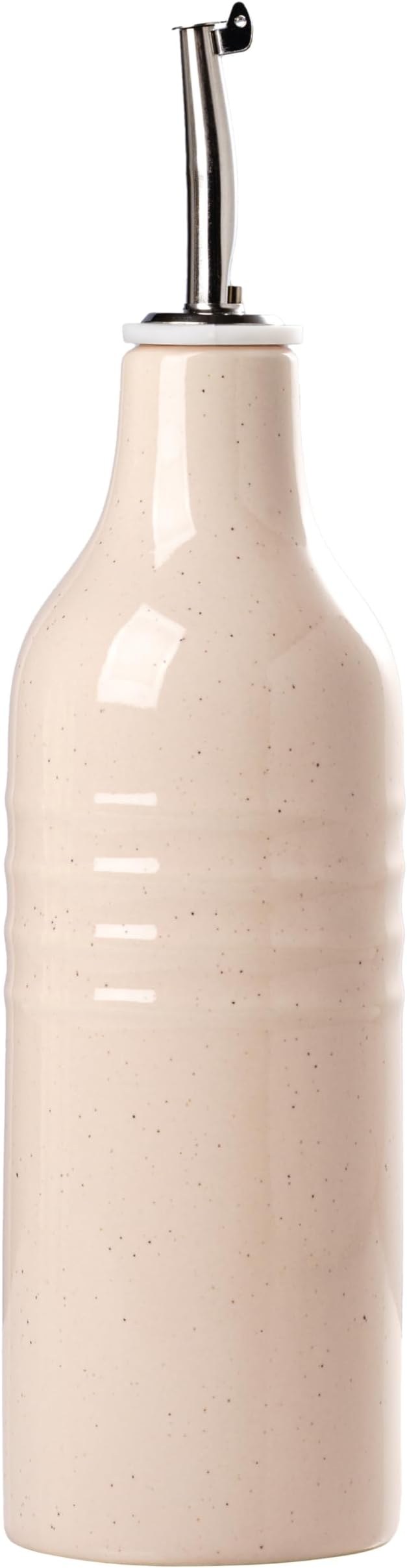 famiware Jupiter 16oz Ceramic Olive Oil Dispenser Bottle, 1 Piece Oil Dispenser for Kitchen with Stainless Steel Pourers, Suitable for Storage Vinegar, Soy Sauce, Coffee Syrup, Light Pink