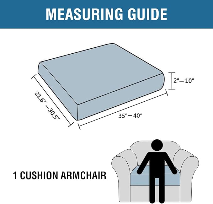 H.VERSAILTEX Super Stretch Individual Seat Cushion Covers Sofa Covers Couch Cushion Covers Slipcover Sets Thick Jacquard Textured Twill Fabric (1 Piece Chair Cushion Cover, Ivory)