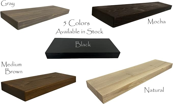 Joel's Antiques 24 Inch Wooden Floating Shelves for Wall - 24x8x2 in - Made of Natural Wood - Heavy Duty Rustic Wall Shelves for Bedroom - Perfect for Living Room, Kitchen - Gray