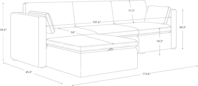 CHITA Oversized Modular Sectional Sofa, FSC Certified L Shaped Couch Reversible Chaise, Modular Sectional Couch for Living Room,112 inch Width, 4 Seat Modular Sofa with Storage Ottoman, Moss Green