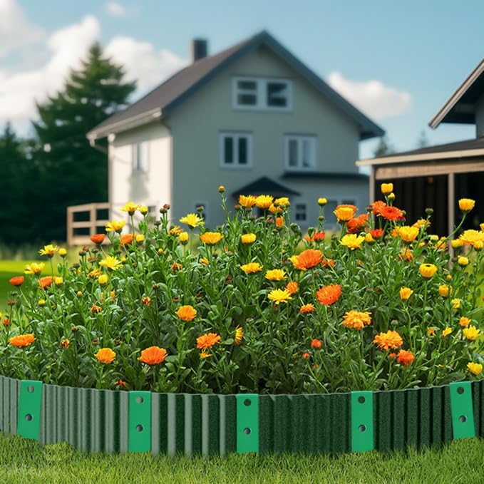 24Pcs Metal Garden Landscape Edging Stakes Green,10in anchoring Stakes Landscape Anchoring Spikes for Terrace Board, Garden Liner, Landscape Edging Coil,Bender Board,Grass Barrier