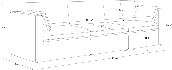 CHITA Oversized Modular Sectional Convertible Fabric Sofa Set, FSC Certified Extra Large Sectional Deep Seat Couch for Living Room, 112 inch Width,3 Seat Modern Modular Sofa, Moss Green