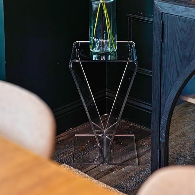 Clarte Acrylic V-Shaped End Table | Side Table for Living Room or Nighstand for Bedrooms | Premium Durable Glass-Like Design