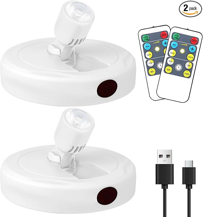 Cordless Spotlight Battery Powered, Plant Spot Light Indoor, Rechargeable Picture Lights with Remote, LED Accent Lighting, Dimmable Uplight for Tree Dartboard Decor Painting Art Photo