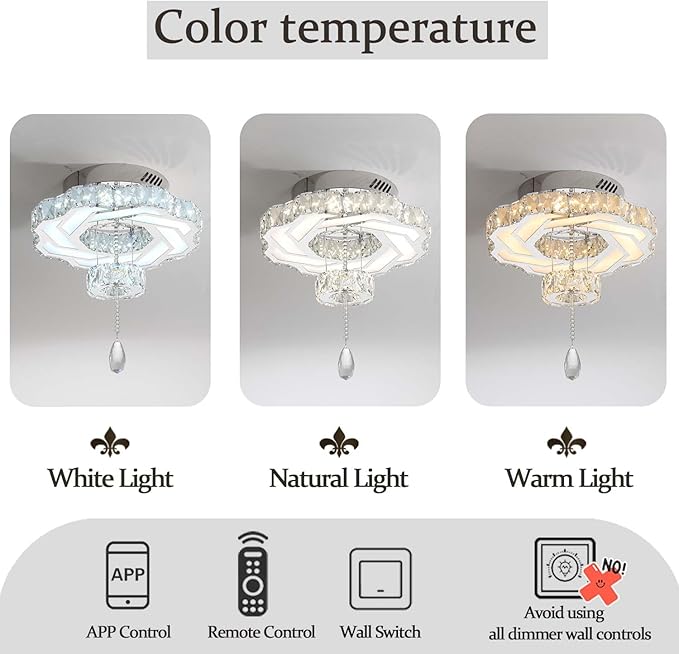 Flashing God 16 Inch Mini Chandelier Modern Crystal Chandeliers Light Semi Flush Mount Ceiling Light Fixture Small Gold Chandelier for Bedroom Hallway Kitchen Foyer