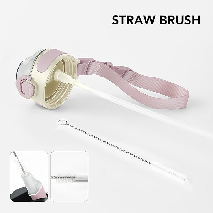 Enerbone 32 oz Insulated Water Bottle, Stainless Steel Bottle with Carrying Strap, Double-Wall Vacuum Insulation Design, Leakproof Sports Bottle with Straw, Keep Drinks Cold or Hot for Hours