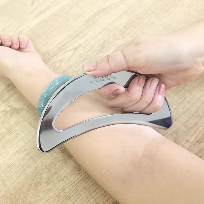 BYYDDIY Moon Shape 3 in 1 Stainless Steel Muscle Scraper Tools Set,Guasha Tool for Body,Scraping Massage Tools for Physical Therapy,Derma Edge Massage Tool & GuaSha Massage Scraper Tool (MN-SC1)