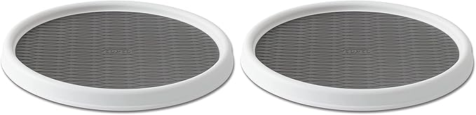 Copco Basics Non-Skid Pantry Cabinet Lazy Susan Turntable, 12-Inch, White/Gray (Pack of 2)