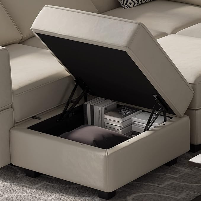 Belffin Convertible Sectional Sofa with Chaise Velvet L Shaped Sofa Couch Modular Sectional Sofa with Storage Grey