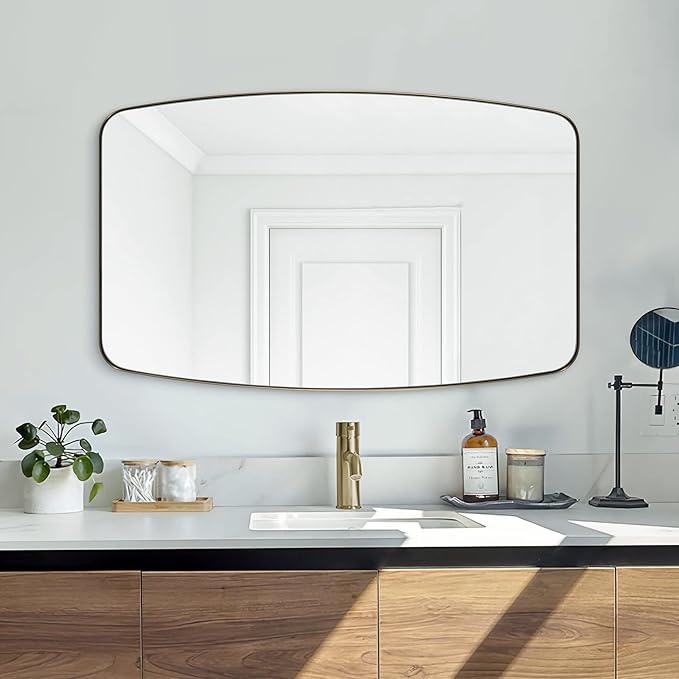 ANDY STAR Gold Mirror, 30x48’’ Brushed Gold Oval Mirror for Bathroom, Oblong Mirrors with Brass Metal Frame, Oval Vanity Mirror for Modern Farmhouse Wall Decor 1”Deep Set Design