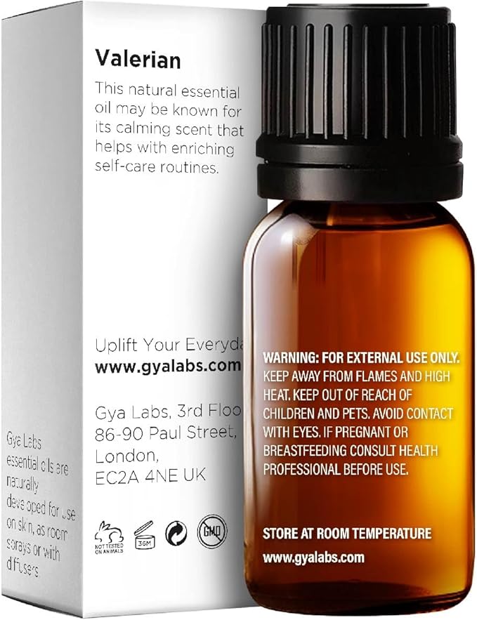 Gya Labs Valerian Essential Oil for Diffuser - 0.17 Fl Oz - 100% Pure Natural Valerian Oil for Skin, Aromatherapy & Candle Making Scent