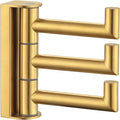 Angle Simple 3 Arms Towel Hook Brushed Gold, 304 Stainless Steel Swivel Triple Towel Holder, Folding Bathroom Hook, Wall Mount