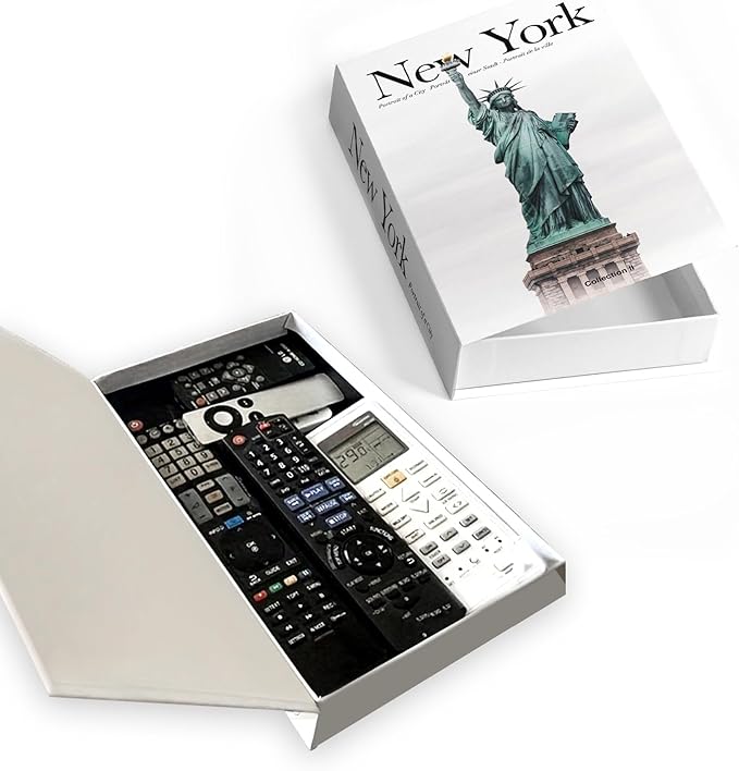 Decorative Storage Book Box – Hidden Storage for Remote Controls, Keys, and Small Items – Elegant Home Decor for Living Room, Bedroom, Coffee Table – Modern Style Faux Book Organizer (New york)