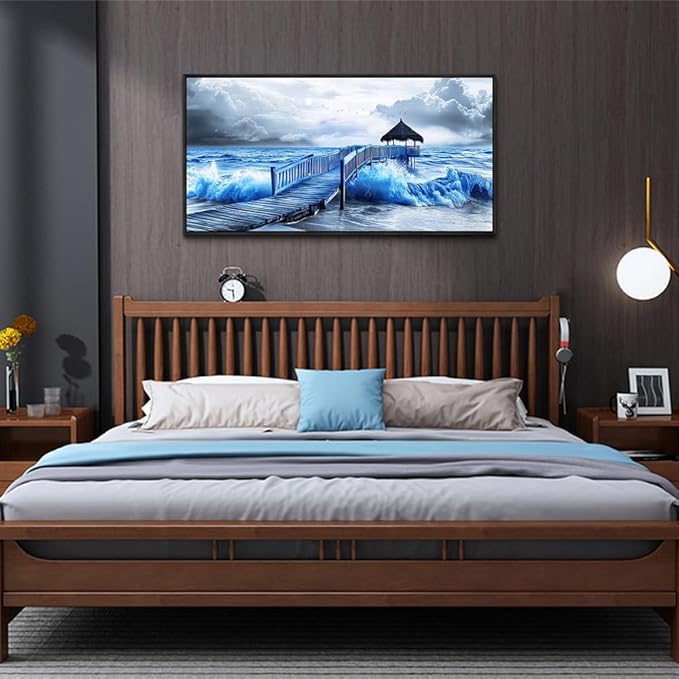 ZUITINGHUA Black Framed Canvas Wall Art For Living Room Wall Decor For Bedroom Office Wall Decoration Ocean Landscape Paintings Black And White Pictures Artwork Room Aesthetic Home Decor 20x40 In