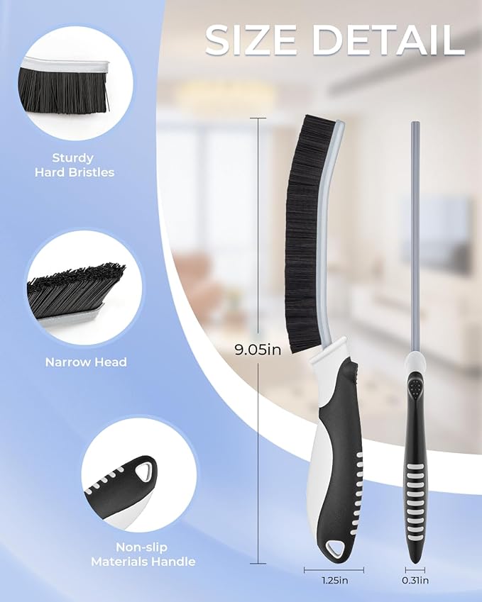 Crevice Cleaning Brushes, Scrub Brush for Hard to Reach Small Space, Home Essentials, Cleaning Supplies, Cleaning Tools for Household Use, Bathroom, Shower, Kitchen, Toilet, Window (3, Red)