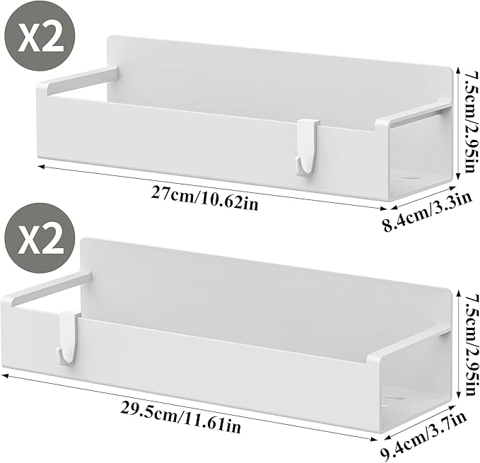 4 Pack Magnetic Spice Rack Organizer for Refrigerator and Oven, White Fridge Organizers and Storage for Kitchen