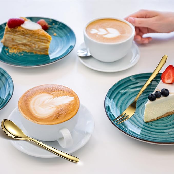 Berglander Gold Silverware Set 48pcs Service for 12, Golden Titanium Plating Stainless Steel Flatware Set, Gold Spoons Forks Knives Set for Home, Wedding, Restaurant, Hotel, Dishwasher Safe