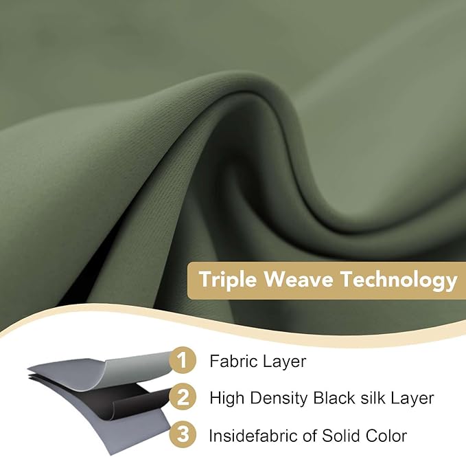 H.VERSAILTEX Ultra Soft Microfiber Thermal Insulated Antique Copper Grommet Blackout Curtains/Window Treatment Draperies 52 by 72 - Inch for Living Room/Bedroom,Set of 2 - Bronze Green