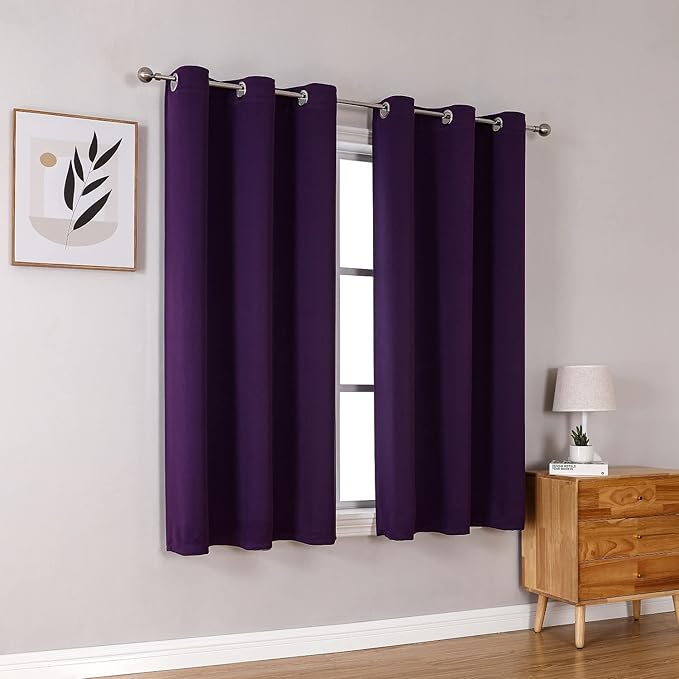 ChrisDowa Grommet Blackout Curtains for Bedroom and Living Room - 2 Panels Set Thermal Insulated Room Darkening Curtains (Royal Purple, 38W x 45L)