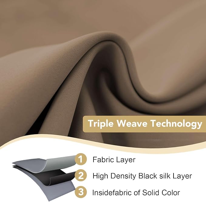 H.VERSAILTEX Blackout Curtains 84 inches Long for Living Room Thermal Insulated Room Darkening Window Treatment Panels Drapes Light Reducing Curtains for Bedroom, 2 Panels, 52" W x 84" L, Macchiato