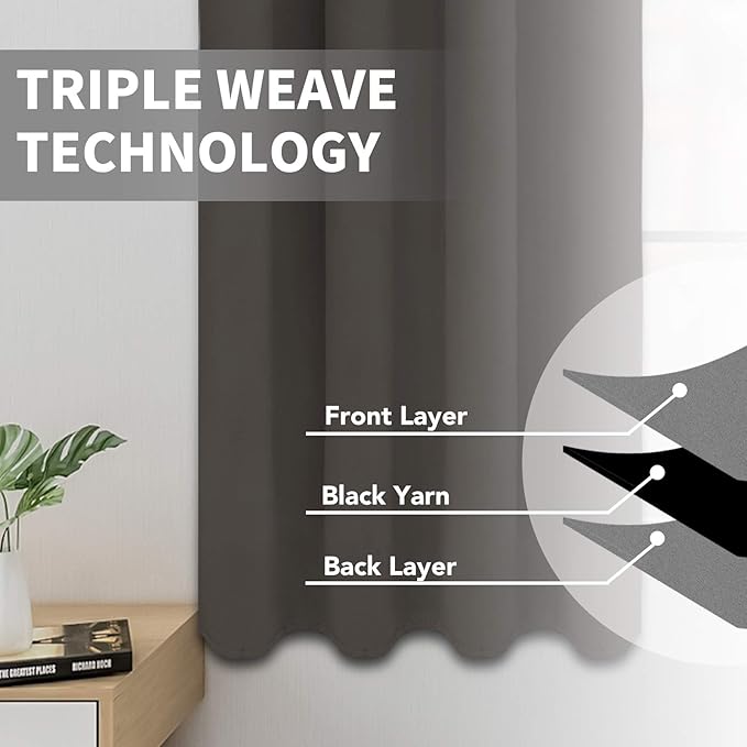 Easy-Going Blackout Curtains for Bedroom, Solid Thermal Insulated Grommet and Noise Reduction Window Drapes, Room Darkening Curtains for Living Room, 2 Panels (52x46 in,Taupe)